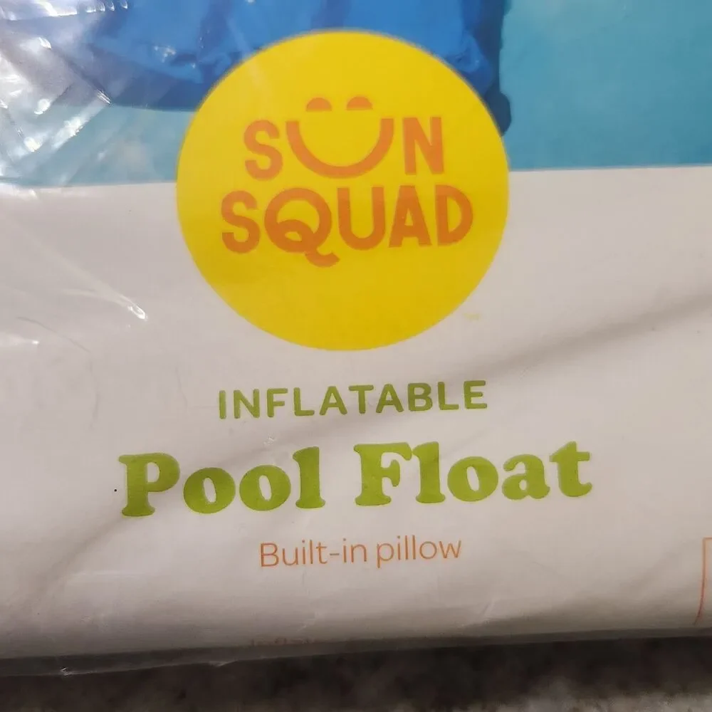 Sun Squad Inflatable Pool Float Built-in Pillow 5ft 7 1/2